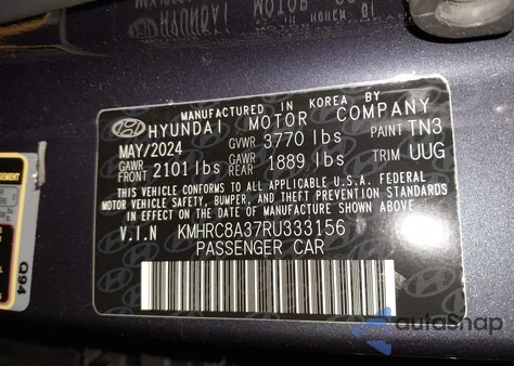 2024 Hyundai Venue Limited from USA, damaged, VIN KMHRC8A37RU333156